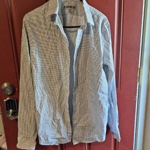 Express Blue and White Dress Shirt